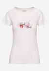 T-shirt Alb cu roz