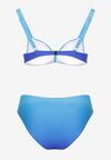 Niebieskie Bikini Majtki Figi i Biustonosz z Ozdobnym Marszczeniem Linaronia