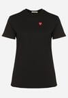 Czarny Bawełniany T-shirt Ozdobiony Sercem Tolianee