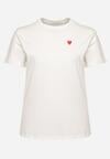 Biały Bawełniany T-shirt Ozdobiony Sercem Tolianee