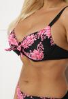 Różowe Bikini Biustonosz z Wiązaniem i Majtki Typu Figi Norettia