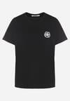 Czarny T-shirt z Bawełny Ozdobiony Naszywką Firolee
