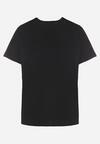 Czarny T-shirt z Bawełny Ozdobiony Naszywką Firolee
