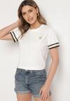 Biały T-shirt z Bawełny Ozdobiony Sercem Firiane