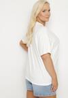 Biały T-shirt z Bawełny z Naszywką Kwiatu Firirene