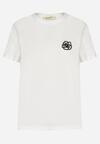 Biały T-shirt z Bawełny Ozdobiony Naszywką Firolee