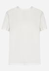 Biały T-shirt z Bawełny Ozdobiony Naszywką Firolee