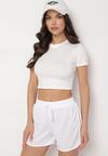 Biały T-shirt z Wiskozą o Dopasowanym Kroju Typu Crop Top Folirra