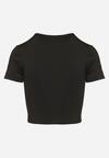 Czarny T-shirt z Wiskozą o Dopasowanym Kroju Typu Crop Top Folirra