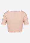 Ciemnoróżowy Prążkowany T-shirt z Bawełną Adlesa