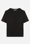Czarny Bawełniany T-shirt o Klasycznym Kroju Tiariane