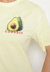 Żółty T-shirt z Bawełną i Motywem Awokado Addixa