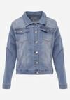 Jasnoniebieska Jeansowa Kurtka z Przetarciami i Kieszeniami z Klapami Hazelle