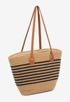 Ciemnobeżowa Torebka Typu Shopper z Bawełną w Stylu Boho Liruma