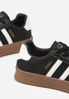 Czarno-Białe Sneakersy w Stylu Tenisówek z Paskami na Boku Saliena