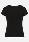 Czarny T-shirt z Wiskozą z Prążkowanej Dzianiny Ralendria