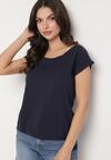 Granatowy Bawełniany T-shirt w Klasycznym Stylu Raliessa