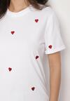 Biało-Czerwony T-shirt z Bawełny w Serca Kolavelle