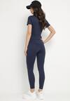 Granatowy Komplet Sportowy Legginsy i Dopasowany T-shirt Silendria