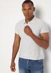 Jasnoszary T-shirt Polo z Bawełną Fodelira