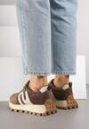 Brązowe Skórzane Sneakersy z Geometrycznym Motywem Melussea