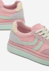 Różowe Sneakersy w Stylu Klasycznych Tenisówek na Grubej Podeszwie Grelritia