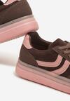 Brązowe Sneakersy w Stylu Klasycznych Tenisówek na Grubej Podeszwie Grelritia