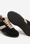 Czarno-Beżowe Sneakersy z Ozdobnym Paskiem Naliovela