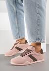 Różowo-Brązowe Sneakersy z Ozdobnym Paskiem Naliovela
