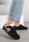 Czarne Sneakersy Ozdobione Geometrycznym Wzorem w Zeberkę Arulia