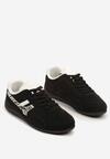 Czarne Sneakersy Ozdobione Geometrycznym Wzorem w Zeberkę Arulia