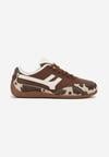 Brązowe Sneakersy w Łaty Ozdobione Geometrycznym Wzorem Arulia