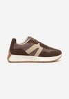 Brązowe Płaskie Sneakersy z Geometrycznym Wzorem Nawla