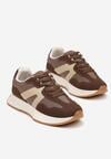 Brązowe Płaskie Sneakersy z Geometrycznym Wzorem Nawla