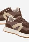 Brązowe Płaskie Sneakersy z Geometrycznym Wzorem Nawla