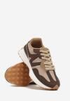 Brązowe Sneakersy na Płaskiej Podeszwie z Geometryczną Wstawką Helidi