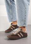 Brązowe Sneakersy z Imitacji Zamszu na Płaskiej Podeszwie Memeriana