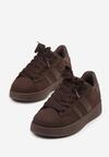 Brązowe Sneakersy z Ozdobnymi Naszywkami z Boku Galdexis