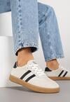 Beżowe Sneakersy w Stylu Tenisówek z Paskami Halunissa
