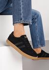 Czarne Sneakersy w Stylu Tenisówek z Paskami Halunissa