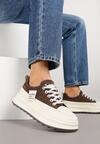 Brązowe Sneakersy na Grubej Podeszwie z Tłoczeniem i Napisami Nalimere