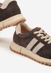 Ciemnobrązowe Skórzane Sneakersy z Ozdobnymi Paskami Felindda