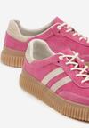 Fuksjowe Skórzane Sneakersy Klasyczne Tenisówki z Zamszu Naturalnego Teniresela