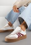 Białe Sneakersy w Stylu Tenisówek na Grubej Podeszwie z Geometrycznym Wzorem Wevirra