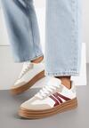 Białe Sneakersy w Stylu Tenisówek na Grubej Podeszwie z Geometrycznym Wzorem Wevirra