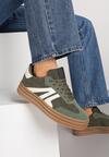 Zielone Sneakersy w Stylu Tenisówek na Grubej Podeszwie z Geometrycznym Wzorem Wevirra