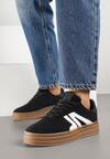 Czarne Sneakersy w Stylu Tenisówek na Grubej Podeszwie z Geometrycznym Wzorem Wevirra