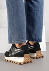 Czarne Sneakersy z Geometrycznym Wzorem Naloriene