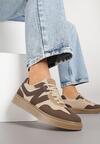 Brązowe Sneakersy z Geometrycznym Wzorem Nariale