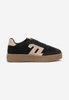 Czarne Sneakersy z Geometrycznym Wzorem Adelnaria